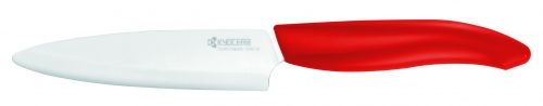 Couteau d'office Grand Mod&egrave;le lame en c&eacute;ramique blanche manche rouge 11cm