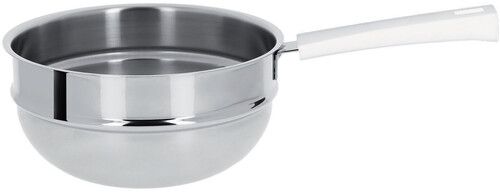 El&eacute;ment bain marie 20 cm inox Mutine &agrave; poign&eacute;e fixe blanche