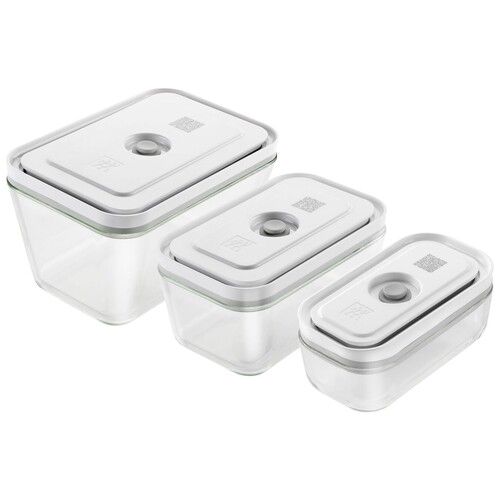 Ensemble de 3 bo&icirc;tes en verre rectangulaires pour Pompe Sous-vide FRESH & SAVE