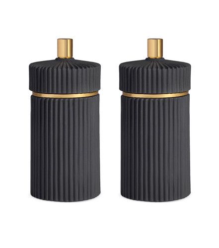 Ensemble Moulin &agrave; poivre et &agrave; sel L'Objet Porcelaine biscuit noir 12 cm