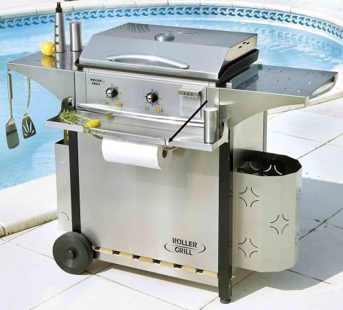 Etag&egrave;re "condiments" avant avec porte essuie-tout inox pour desserte 40 cm de pl