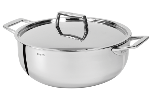 Faitout 28 cm 2 anses avec couvercle inox castel pro 5 ply