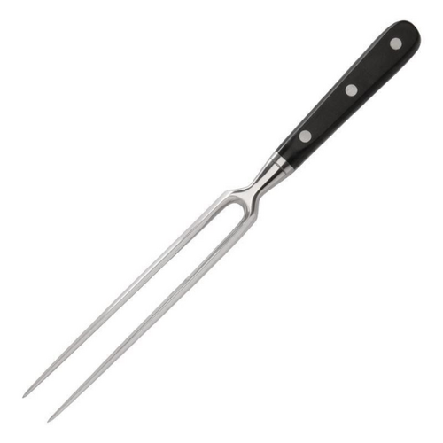 Fourchette Forgé Pro droite 17 cm manche noir rivets laiton inox