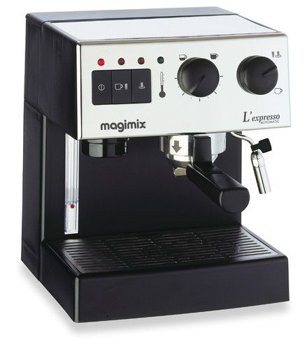 Machine Expresso chrom&eacute; brillante automatique Magimix pour caf&eacute; moulu & dosettes