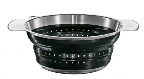 Passoire pliable &oslash; 24 cm en silicone / inox noire R&ouml;sle