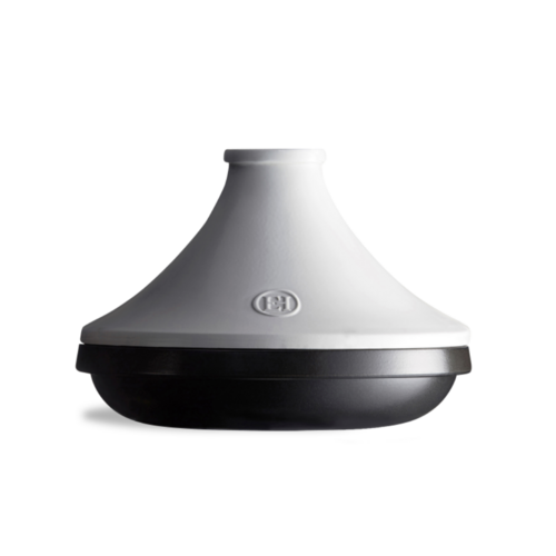 Petit Tajine en c&eacute;ramique 27,5x27,5 cm Blanc/Ardoise