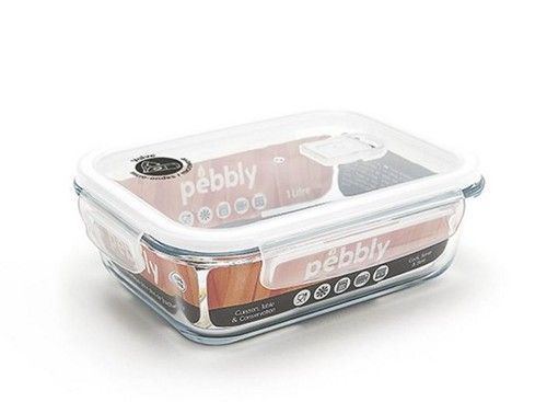 Plat/Boite rectangulaire en verre 1 l avec couvercle clapet spécial micro-ondes