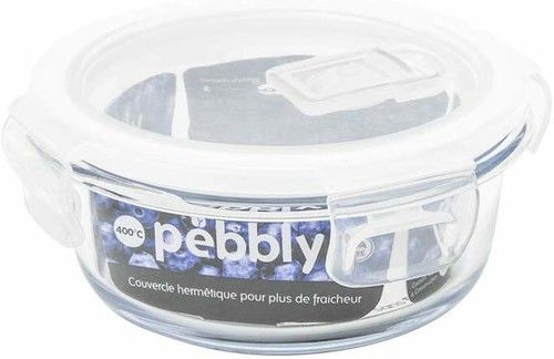 Plat/Boite ronde en verre 400 ml avec couvercle clapet spécial micro-ondes