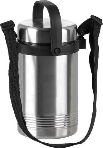 Porte aliment isotherme inox 1,4 L &agrave; sangle de transport amovible et r&eacute;glable