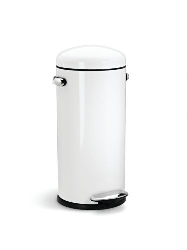 Poubelle r&eacute;tro &agrave; p&eacute;dale - 30L - blanc (mod&egrave;le G)