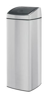 Poubelle touch bin rectangulaire 25l matclean inox brosse anti taches