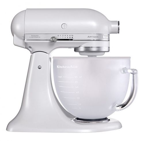 Robot KitchenAid Artisan Blanc Givré avec bol en verre