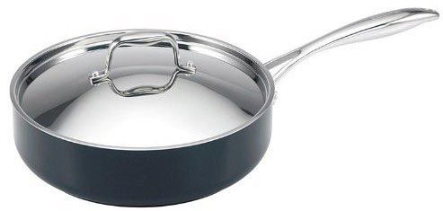 Sauteuse alu induction rev&ecirc;tement C&eacute;ram Thermolon poign&eacute;es inox 24  cm + couverc