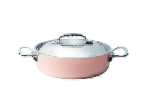 Sautoir rond Inocuivre induction 28 cm avec 2 anses inox et un couvercle inox