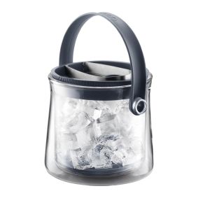 Seau &agrave; glace noir double paroi avec pince &agrave; gla&ccedil;on 1.5 L
