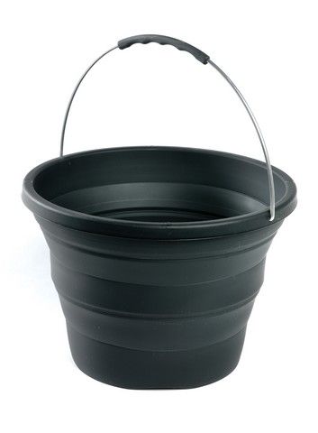 Seau pliable en gomme de silicone et acier inox noir