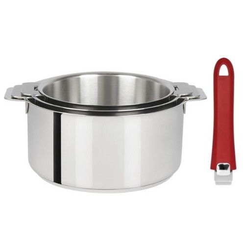 Serie 3 casseroles amovibles 16 a 20 cm + 1 poignee mutine 02 framboise