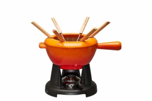 Service à Fondue en céramique avec Manche en Fonte Volcanique