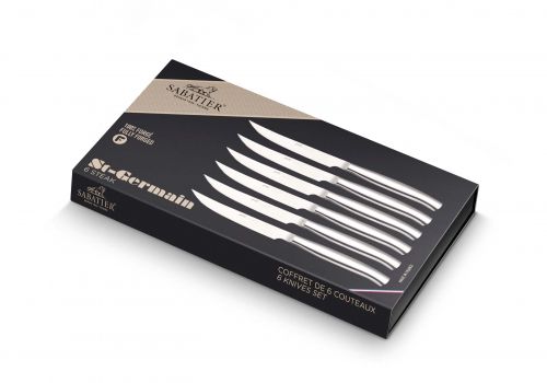 Set de 6 couteaux &agrave; steak Saint Germain tout inox brillant