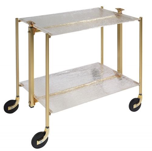 Table 2 étages montants dorés plateaux Altuglas givrés