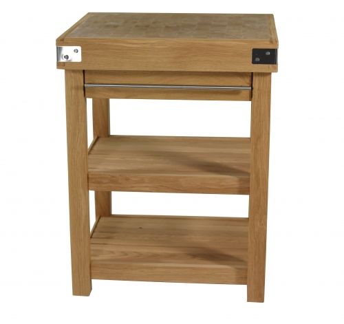 Table billot de boucher chêne et plan de découpe en bois de bout de hêtre 90 cm