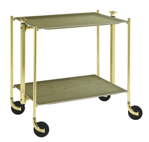 Table roulante pliante Textable doré 2 plateaux vert Mayfair Eucalyptus