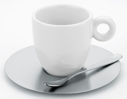 Tasse &agrave; caf&eacute; en porcelaine et sa sous-tasse en inox 6,5 cl TCKPTC