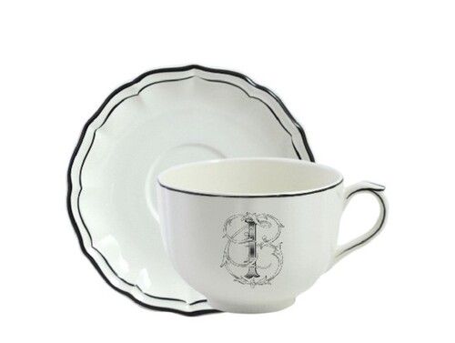 Tasse & soucoupe jumbo I FILET BLEU MONOGRAMME
