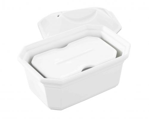 Terrine Foie Gras 400gr rectangulaire porcelaine blanche + Presse