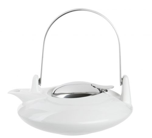 Theiere porcelaine blanche et inox 0,5 l zen