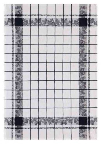Torchon Le Jacquard Fran&ccedil;ais 60x80 Fraises/ Noir 100% coton