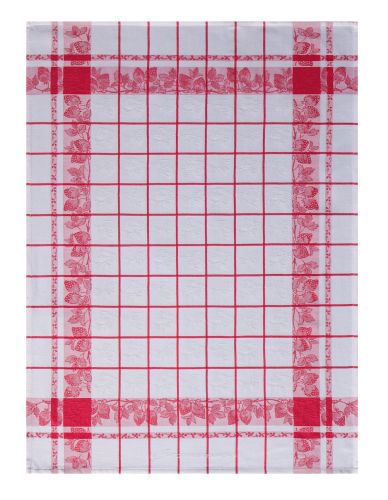Torchon Le Jacquard Français 60x80 Fraises/ Rouge 100% coton