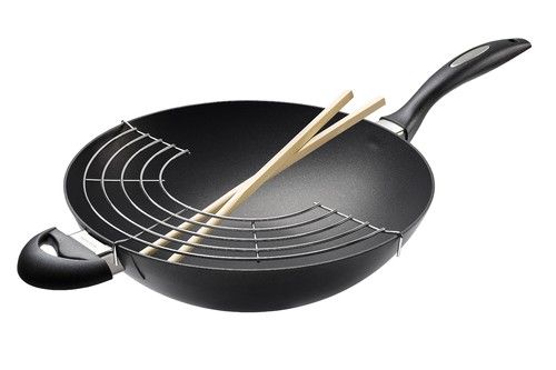 Wok avec grille et baguettes 32 cm IQ
