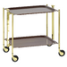 Desserte roulante et pliante 2 étages montants dorés plateaux stratifiés bois Wengé