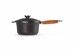 Saucier en fonte émaillée avec poignée bois avec couvercle 18 cm Noir Mat