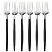 Set de 6 fourchettes de table Goa en acier inoxydable brossé & manche noir