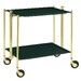 Table roulante pliante, desserte de cuisine 2 étages montants dorés plateaux stratifiés Secret - Emeraude - Textable