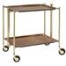 Table roulante pliante, desserte de cuisine 2 étages montants dorés plateaux str