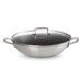 Wok 30 cm Inox Classique Antiadhérent avec poignée et couvercle