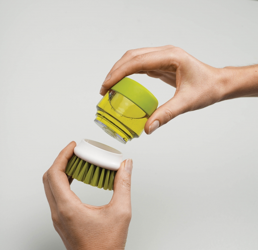 Brosse à Vaisselle Avec Réservoir De Savon - Lot De 2 - Poils Nylon, Tête Remplaçable