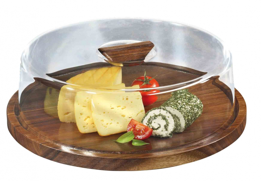 CLOCHE À FROMAGE en verre transparent, à dix cotes, la prise aussi à