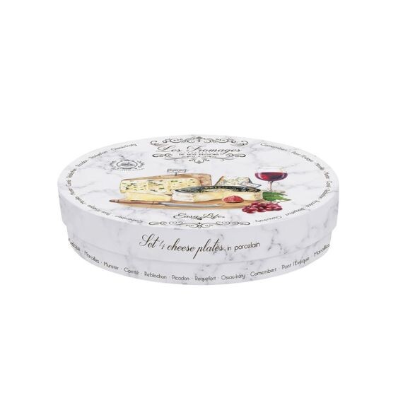 Ensemble De 4 Assiettes à Fromage En Porcelaine Multicolore, 19 X 2 Cm | Monde Du Fromage