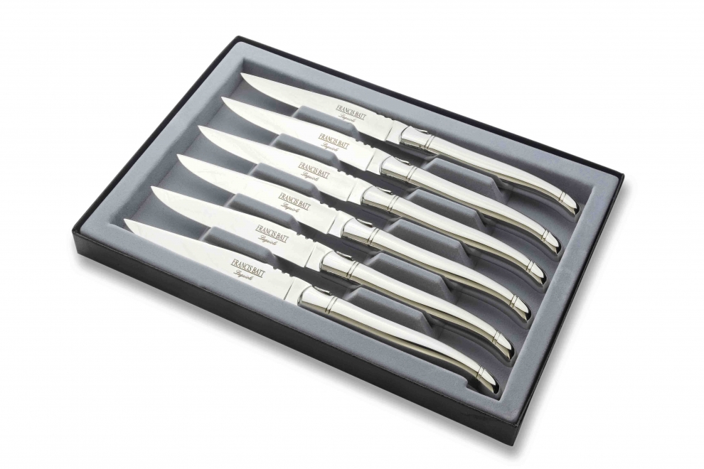 Coffret 6 Couteaux Laguiole Héritage - Made In France - Lames En Acier Inoxydable, Manches En Résine Bleue - Haute Coutellerie Française