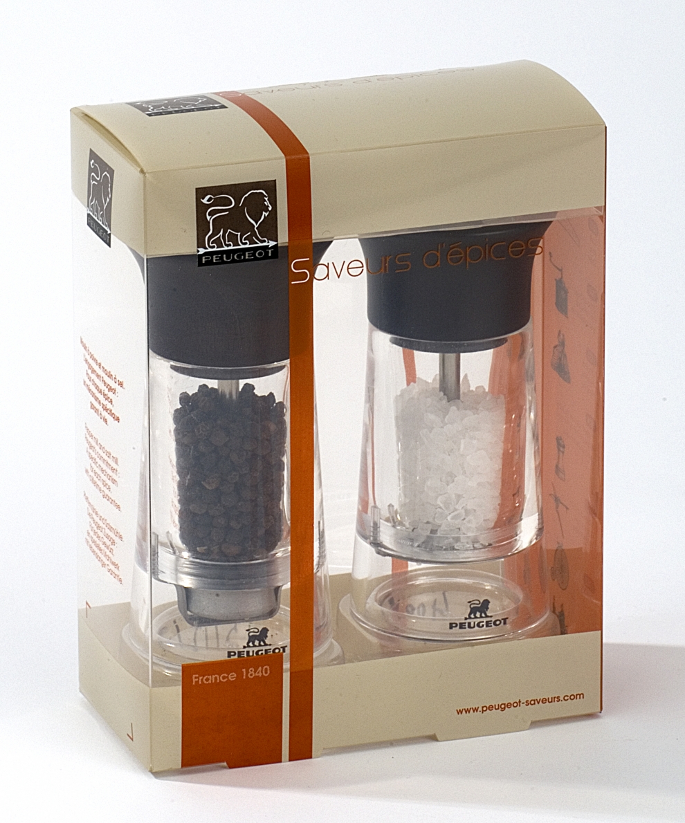 Moulin à Poivre Et Sel Duo 2 En 1 King Hoff - Broyeur Manuel Acier Inoxydable Et Acrylique, Réglable Grossier à Fin