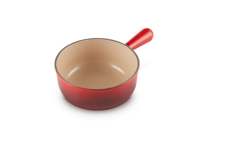 Caquelon ou Poêlon à Fondue LE CREUSET en Fonte Émaillée Orange Vintage FRANCE