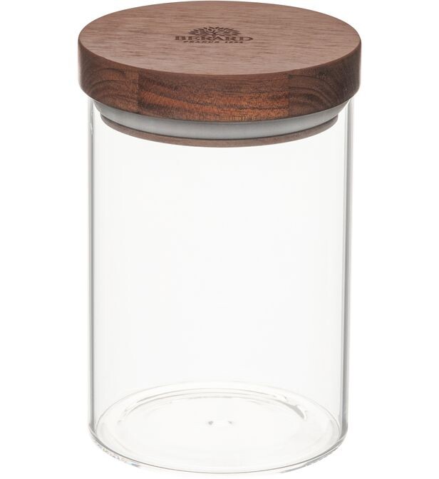 Pot en verre 0,4 Litre avec couvercle hermétique en olivier ø 10 cm - H 11  cm - 35100 - FRANCIS BATT