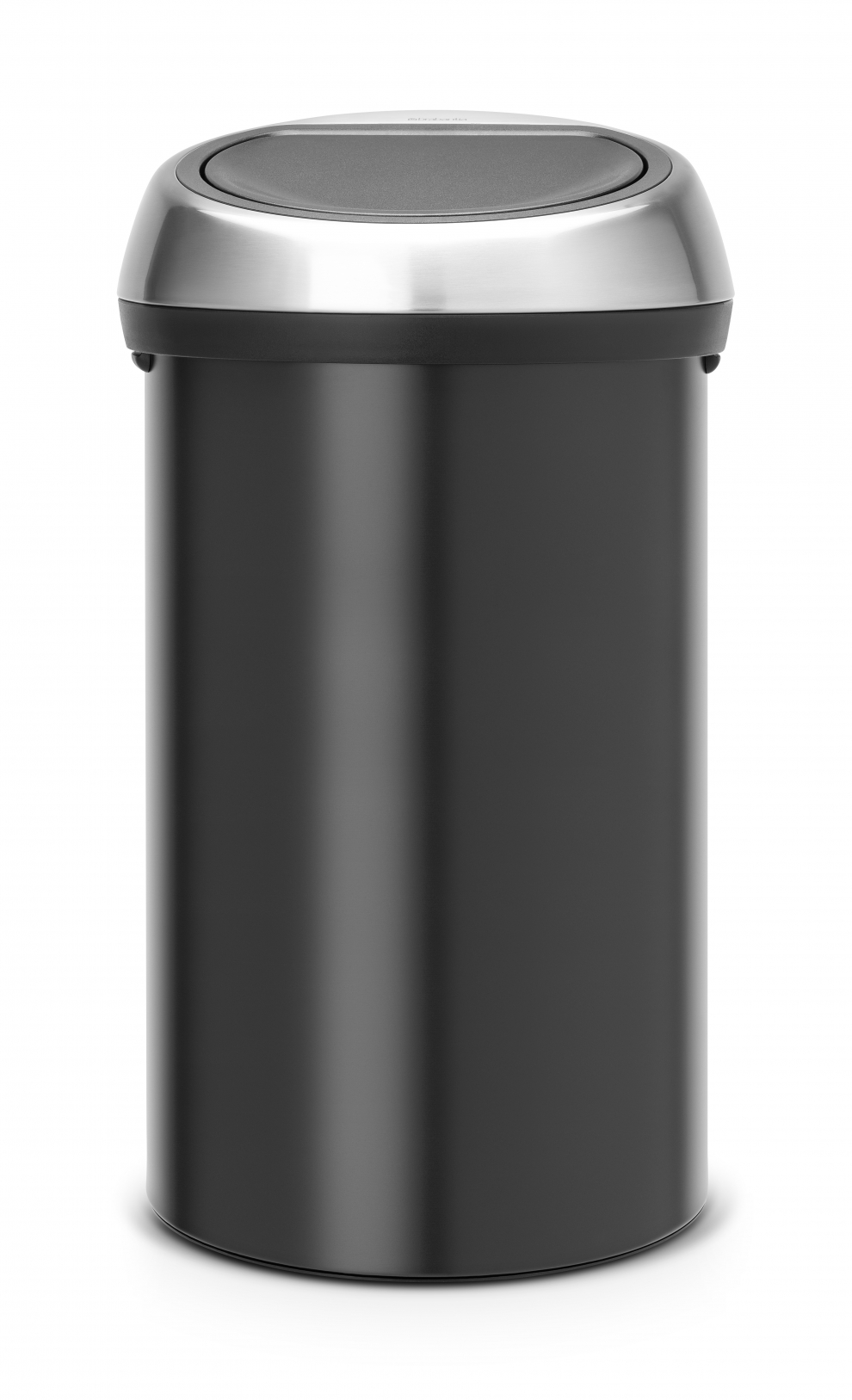 Poubelle touch bin ronde 60 l noir matt couvercle inox Brabantia