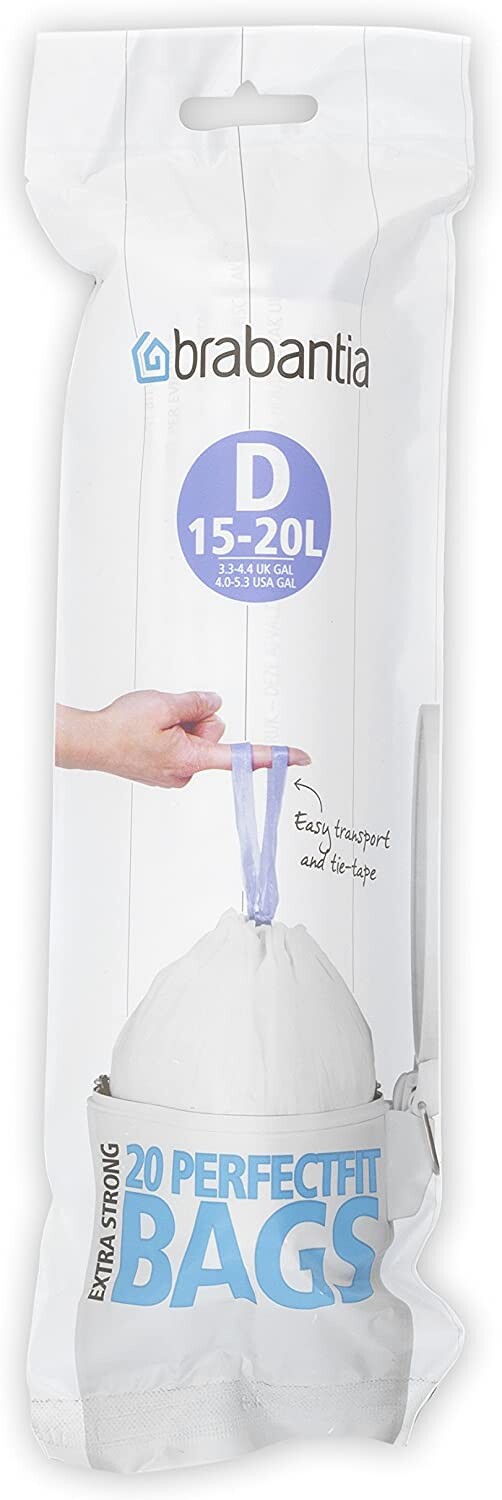 BRABANTIA Sacs poubelle plastique - 5 L - Blanc - Rouleau de 20