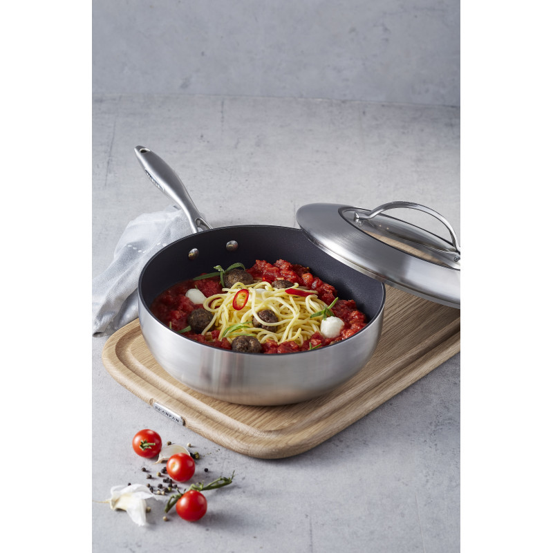 Lvifloae Wok Fonte 20cm Avec Couvercle Bois - Sauteuse 2 Poignées Pour Sauter, Griller Et Cuire à La Vapeur