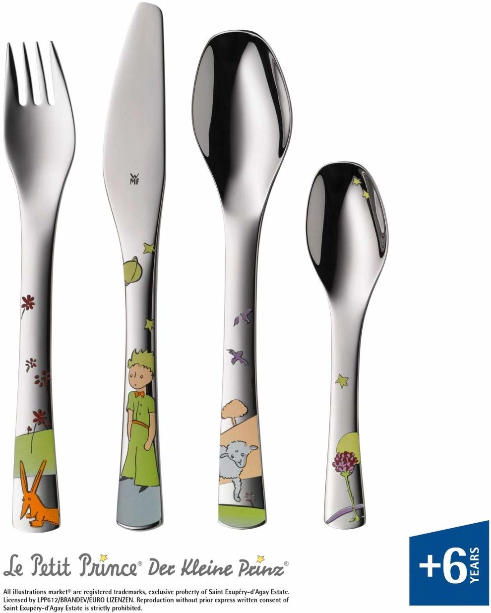 Set De 3 Couverts Le Petit Prince - Fourchette, Couteau, Cuillère Inox Pour Enfant